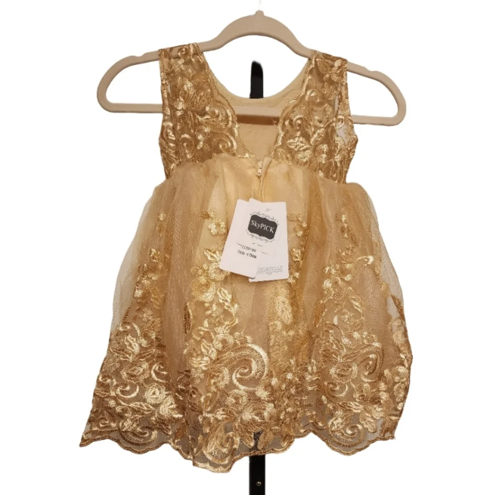 Toddler Girls Gold Party Dress Size 4T
